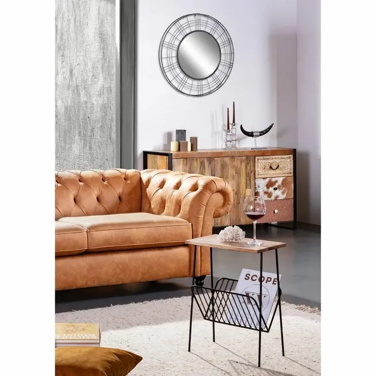 Loftscape Red Living Bout De Canapé Ugo V – Manguier Massif / Métal – Manguier / Noir