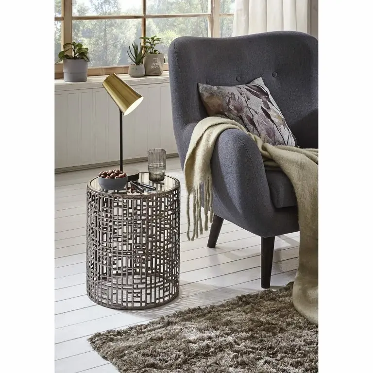 Loftscape Red Living Bout De Canapé Uvana I – Verre / Acier – Argenté Vieilli