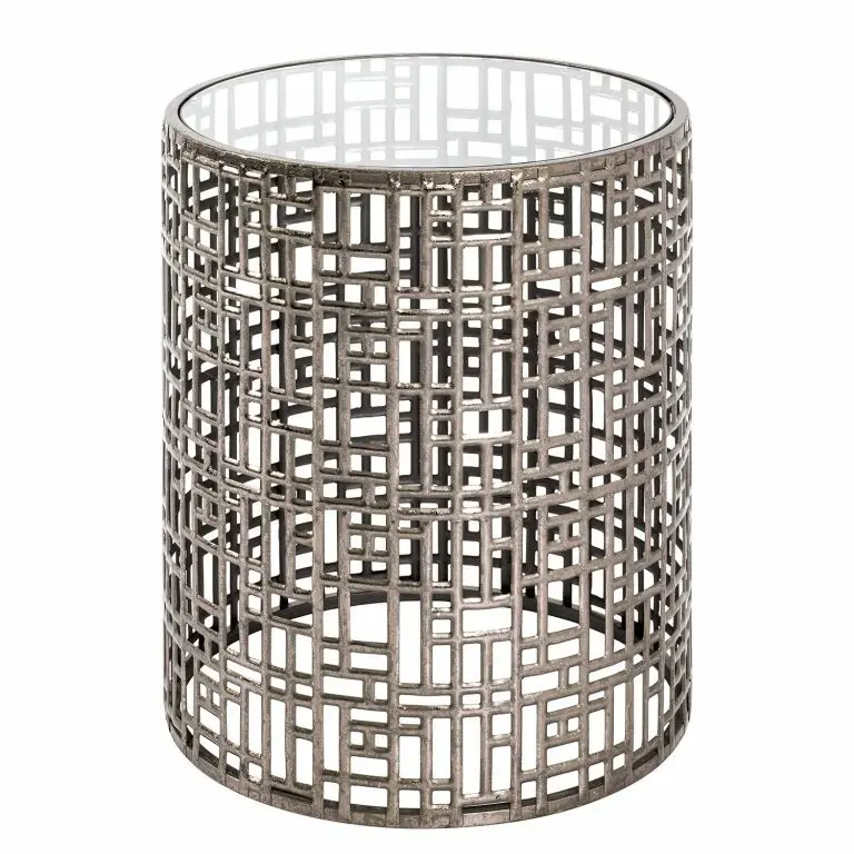 loftscape Red Living Bout de canapé Uvana I – Verre / Acier – Argenté vieilli