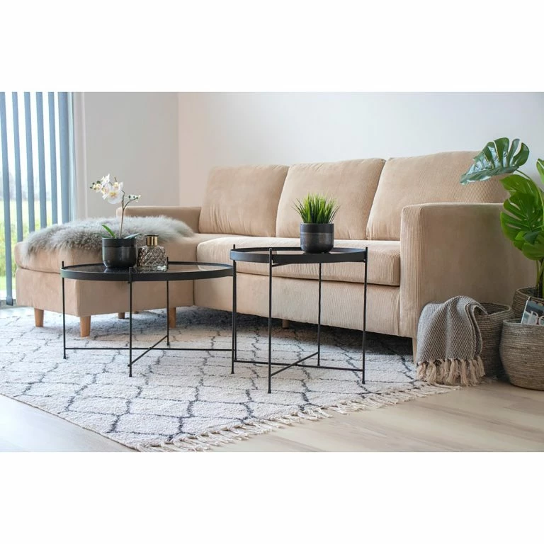 Loftscape Red Living Bout De Canapé Vehas – Verre / Métal – Noir