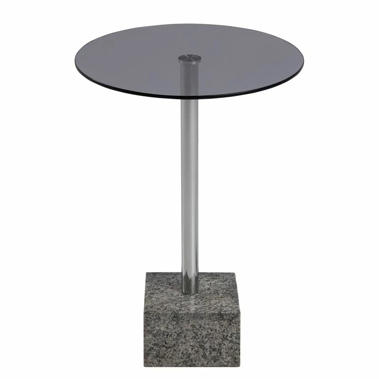 Loftscape Red Living Bout De Canapé Wendell – Verre / Granite – Gris / Chrome