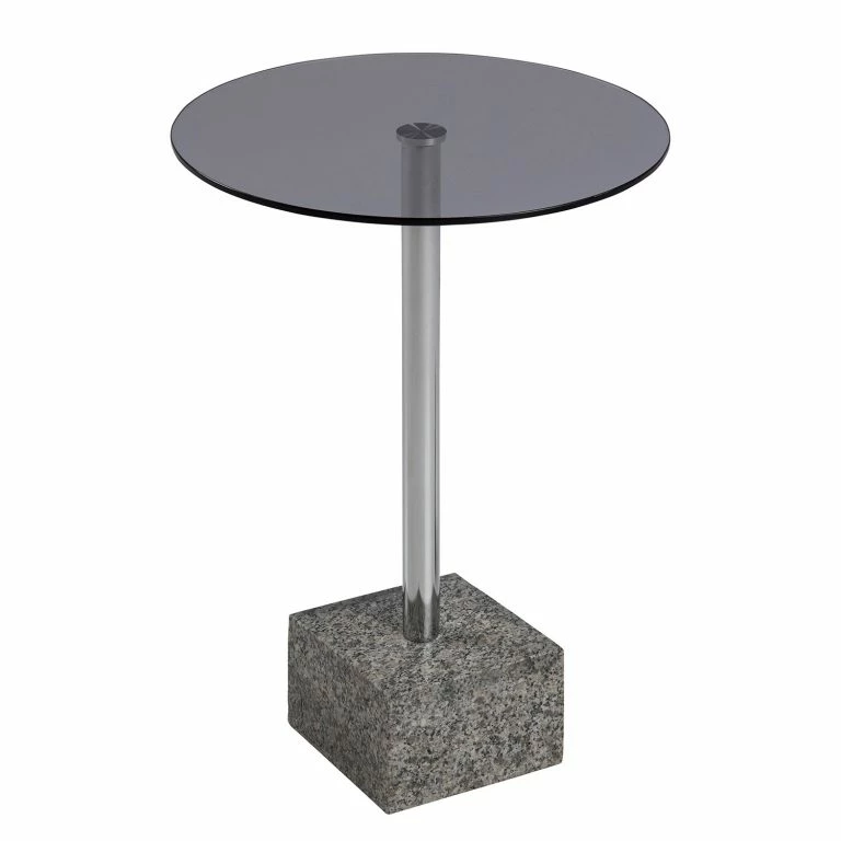 loftscape Red Living Bout de canapé Wendell – Verre / Granite – Gris / Chrome