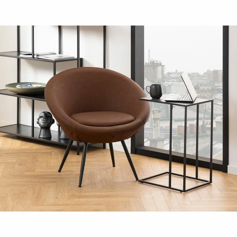 Loftscape Red Living Bout De Canapé Zap – Imitation Marbre Noir / Noir