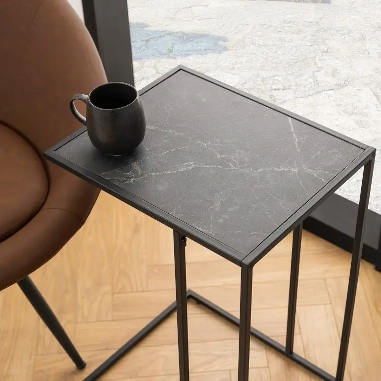 Loftscape Red Living Bout De Canapé Zap – Imitation Marbre Noir / Noir