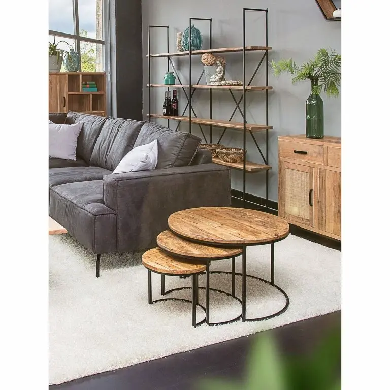 Loftscape Red Living Bouts De Canapé Daggett II (Lot De 3) – Manguier Massif / Métal – Manguier / Noir