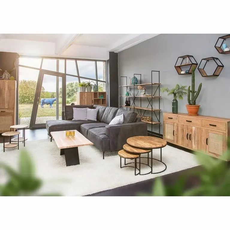 Loftscape Red Living Bouts De Canapé Daggett II (Lot De 3) – Manguier Massif / Métal – Manguier / Noir