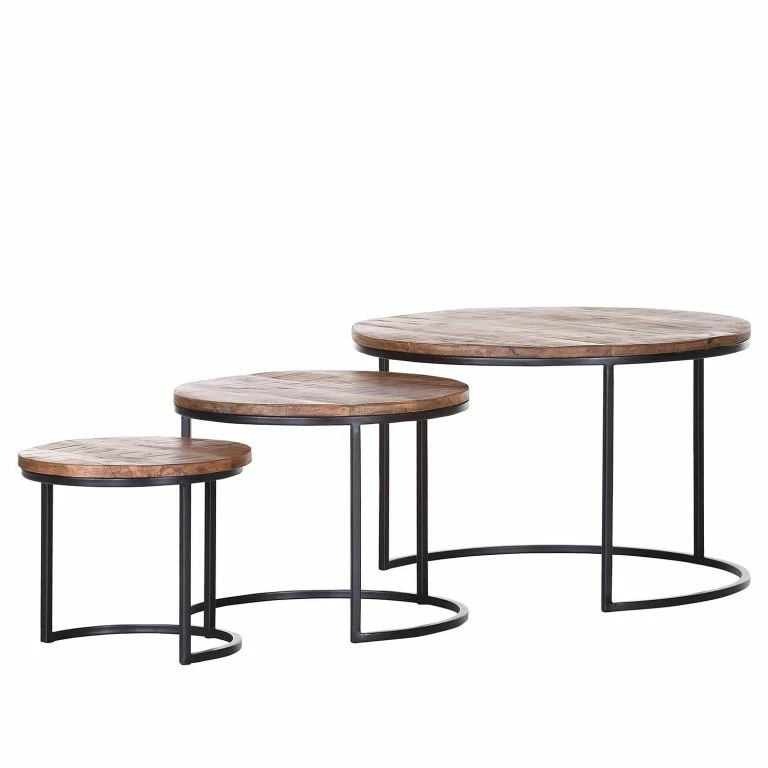 loftscape Red Living Bouts de canapé Daggett II (Lot de 3) – Manguier massif / Métal – Manguier / Noir