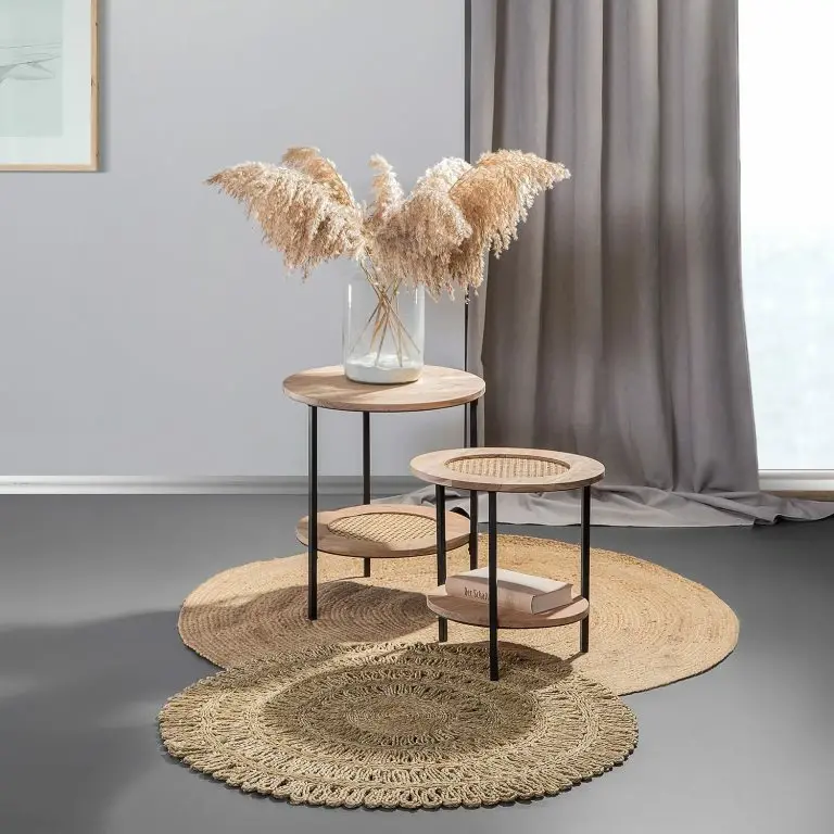 Loftscape Red Living Bouts De Canapé Fenay IV (lot De 2) – Cannage / Acacia Massif – Acacia / Noir