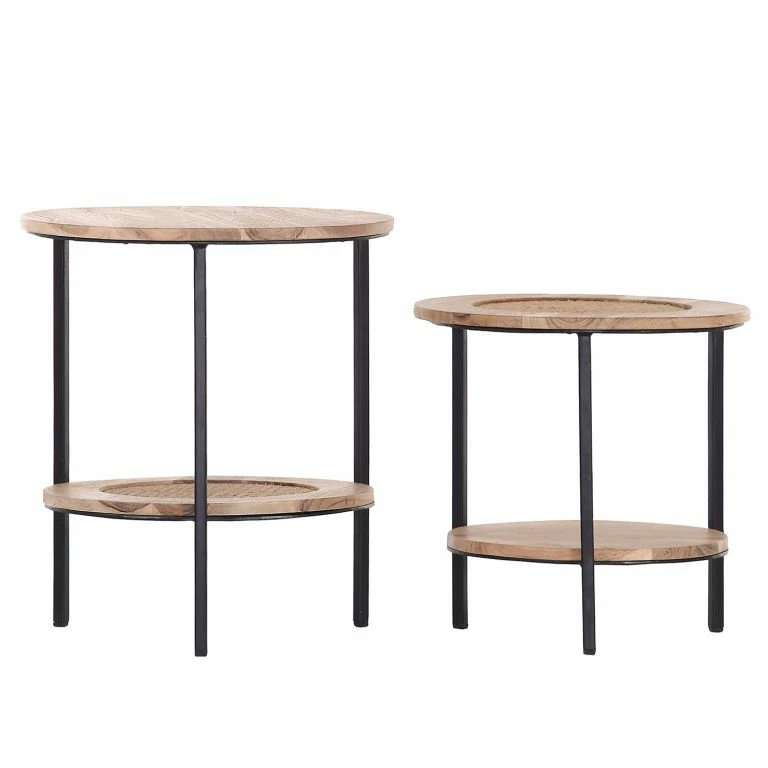 loftscape Red Living Bouts de canapé Fenay IV (lot de 2) – Cannage / Acacia massif – Acacia / Noir