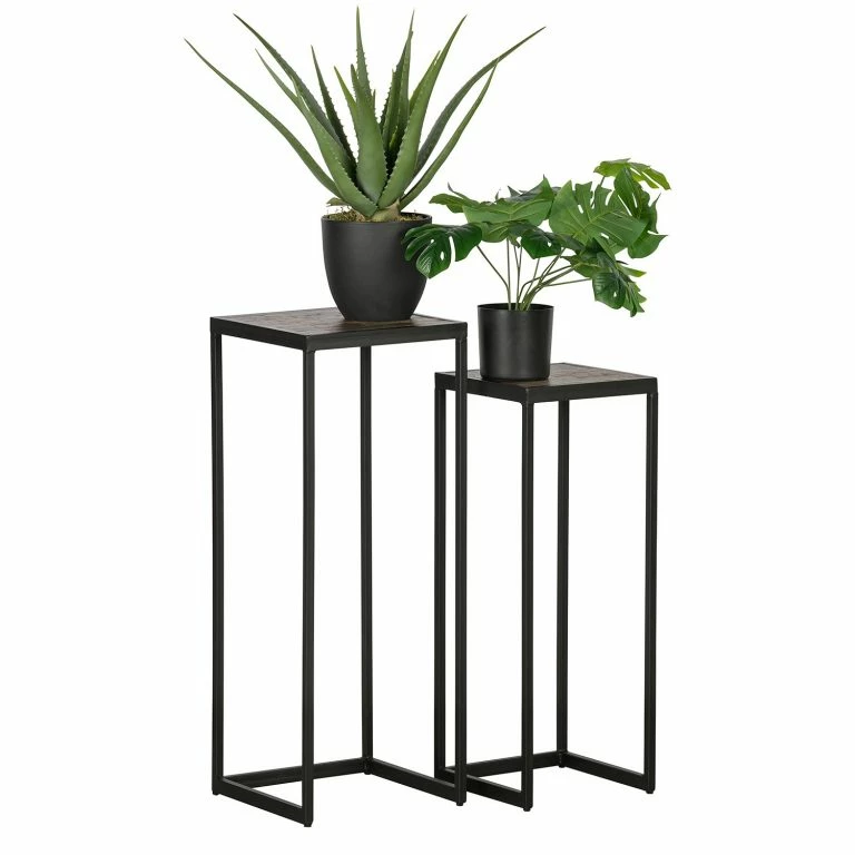 Loftscape Red Living Bouts De Canapé Filley I (lot De 2) – Teck Recyclé/ Métal – Teck / Noir