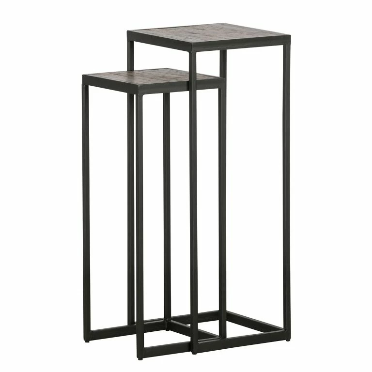 loftscape Red Living Bouts de canapé Filley I (lot de 2) – Teck recyclé/ Métal – Teck / Noir