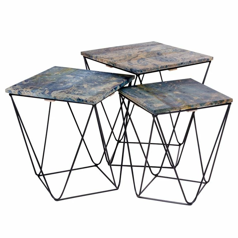 loftscape Red Living Bouts de canapé Tarsa (lot de 3) – Bleu