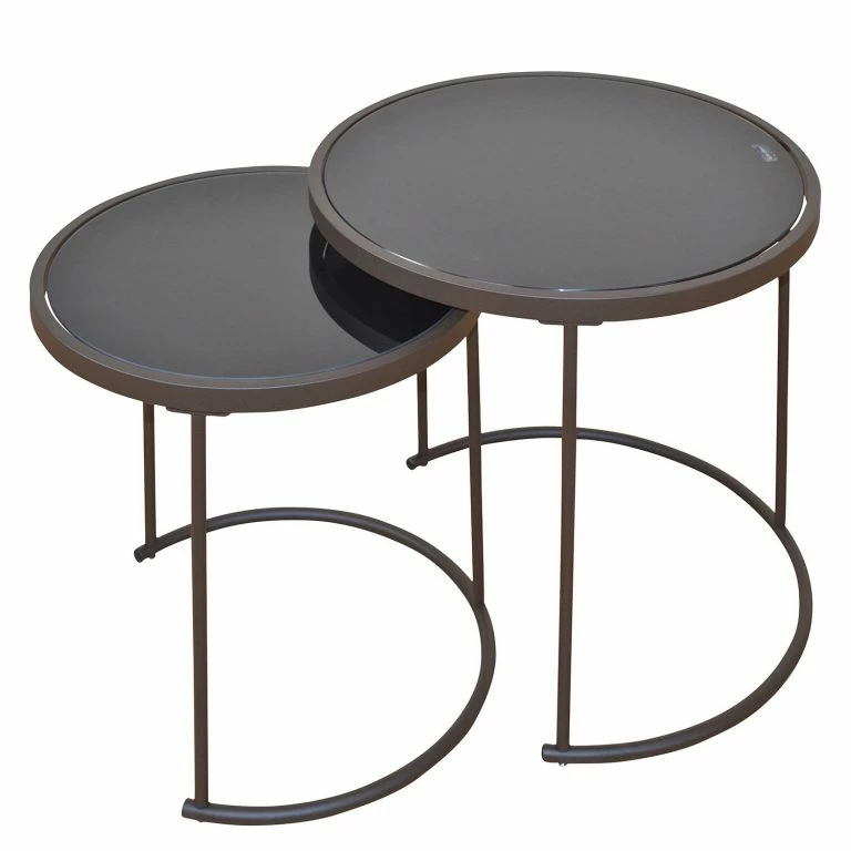 loftscape Red Living Bouts de canapé Varadouro (2 éléments) – Verre noir – Noir / Marron