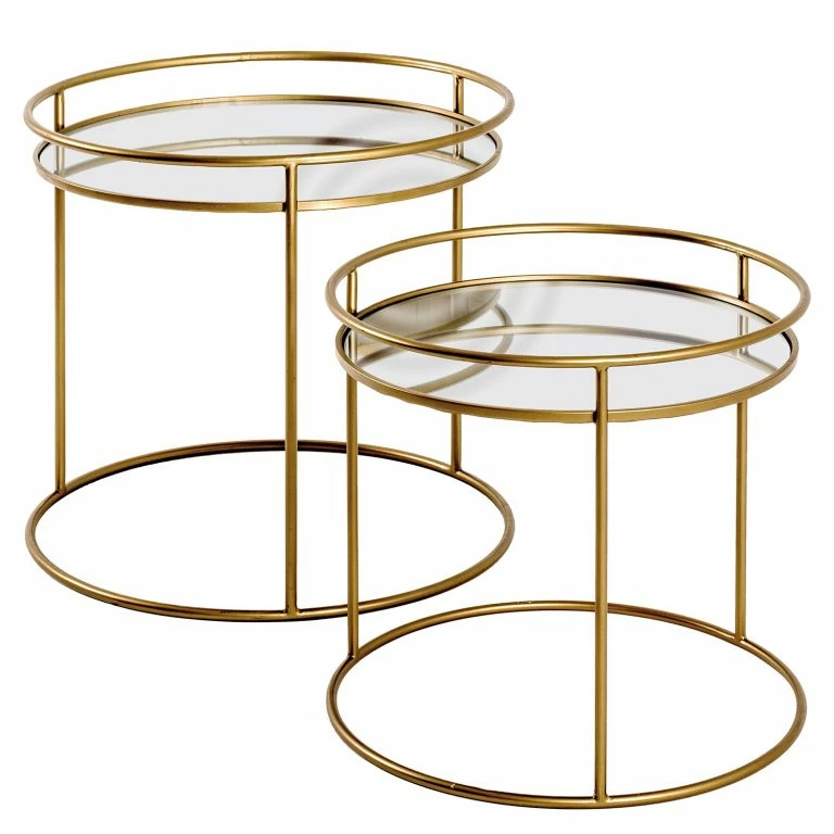 loftscape Red Living Bouts de canapé Yoah (2 éléments) – Verre / Métal – Doré