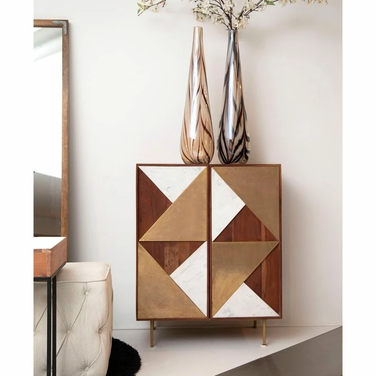 Loftscape Red Living Buffet Aulnoy – Acacia Massif / Métal – Acacia / Laiton