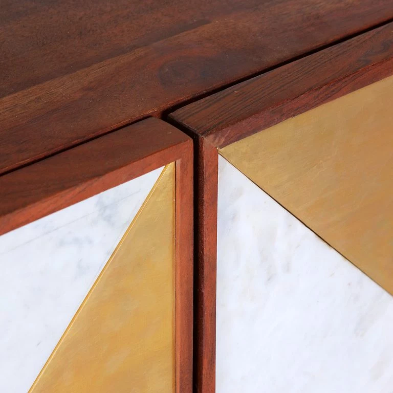 Loftscape Red Living Buffet Aulnoy – Acacia Massif / Métal – Acacia / Laiton