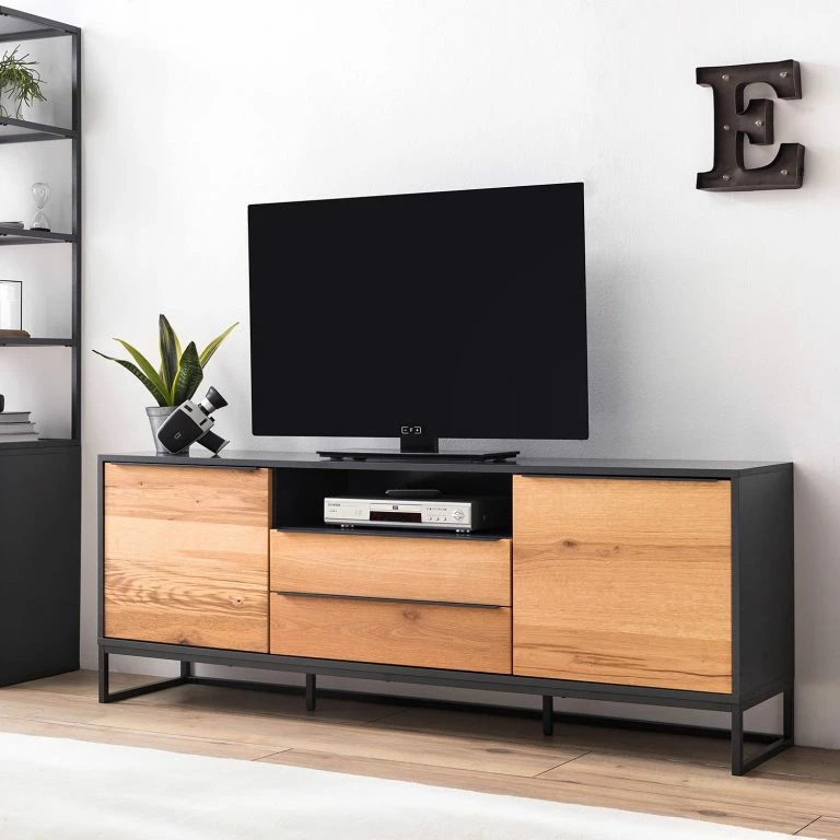 Loftscape Red Living Buffet Barview II – Placage En Chêne – Chêne / Anthracite