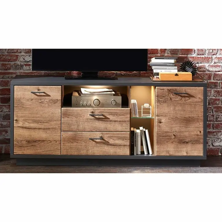 Loftscape Red Living Buffet Batey – Imitation Chêne De Havel / Graphite