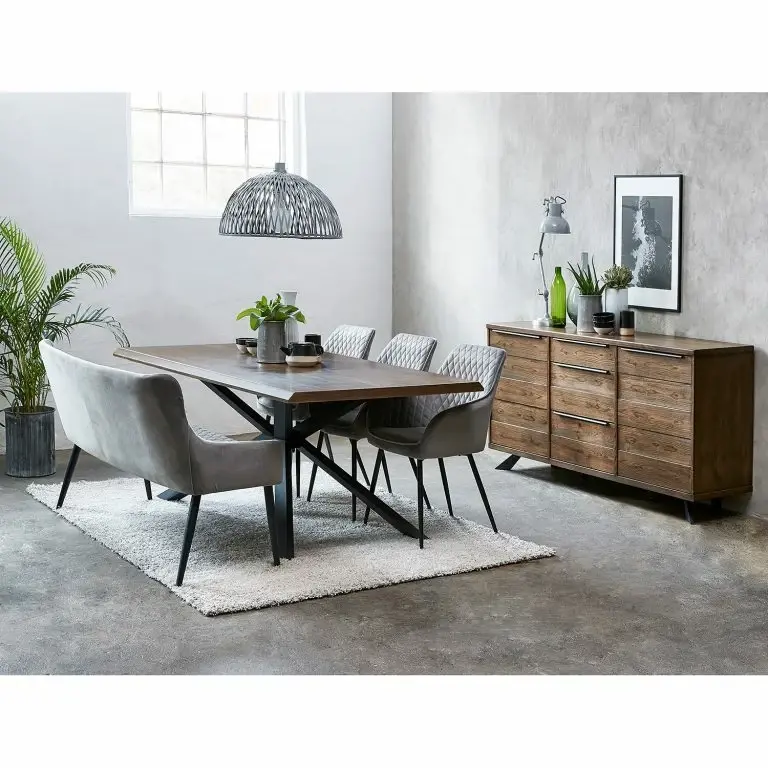 Loftscape Red Living Buffet Berck – Placage En Bois Véritable – Chêne Fumé / Noir