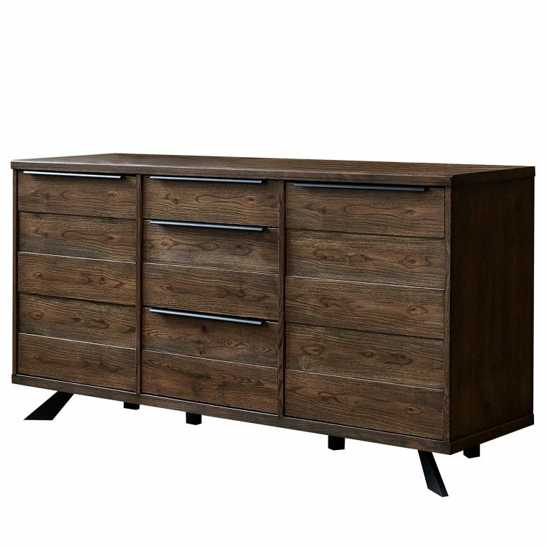 loftscape Red Living Buffet Berck – Placage en bois véritable – Chêne fumé / Noir