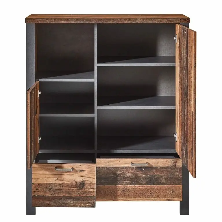 Loftscape Red Living Buffet Blackpool II – Imitation Bois Recyclé / Gris