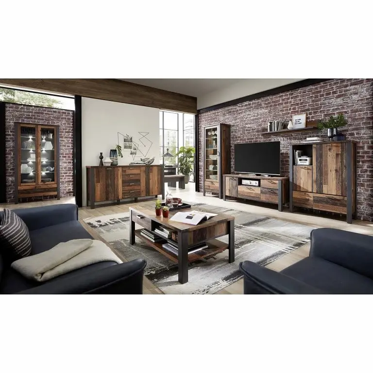 Loftscape Red Living Buffet Blackpool II – Imitation Bois Recyclé / Gris