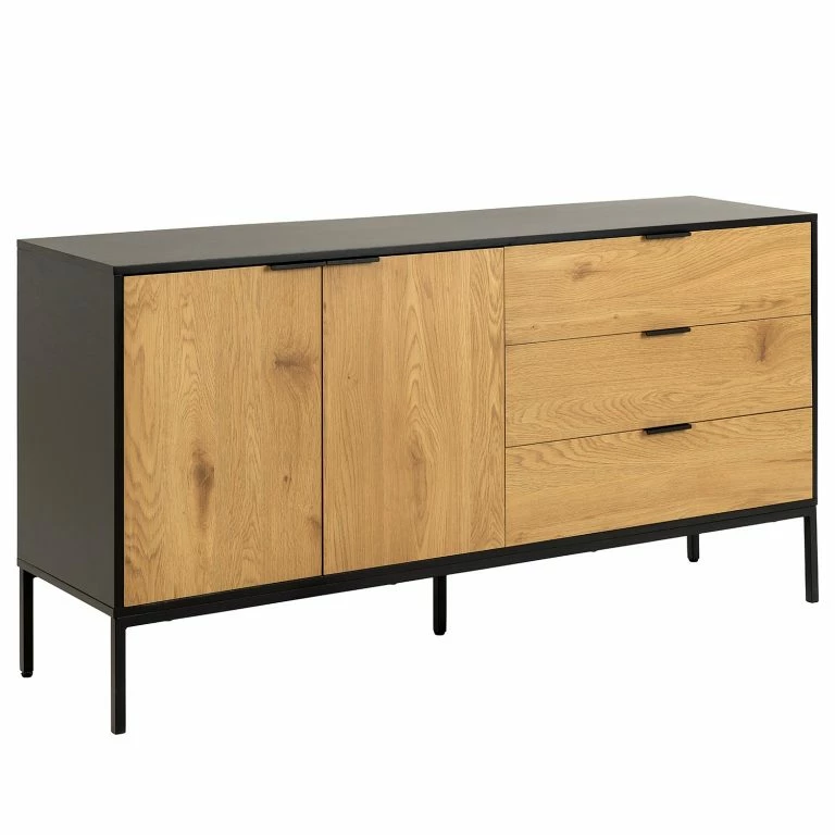 loftscape Red Living Buffet Coogee III – Imitation chêne / Noir