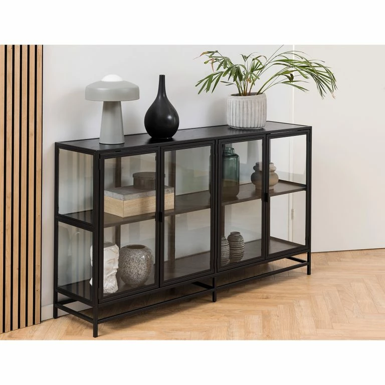 Loftscape Red Living Buffet Coogee IV – Verre / Métal – Noir