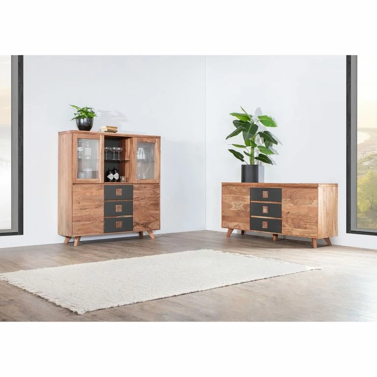 Loftscape Red Living Buffet Dekla II – Acacia Massif – Acacia / Anthracite