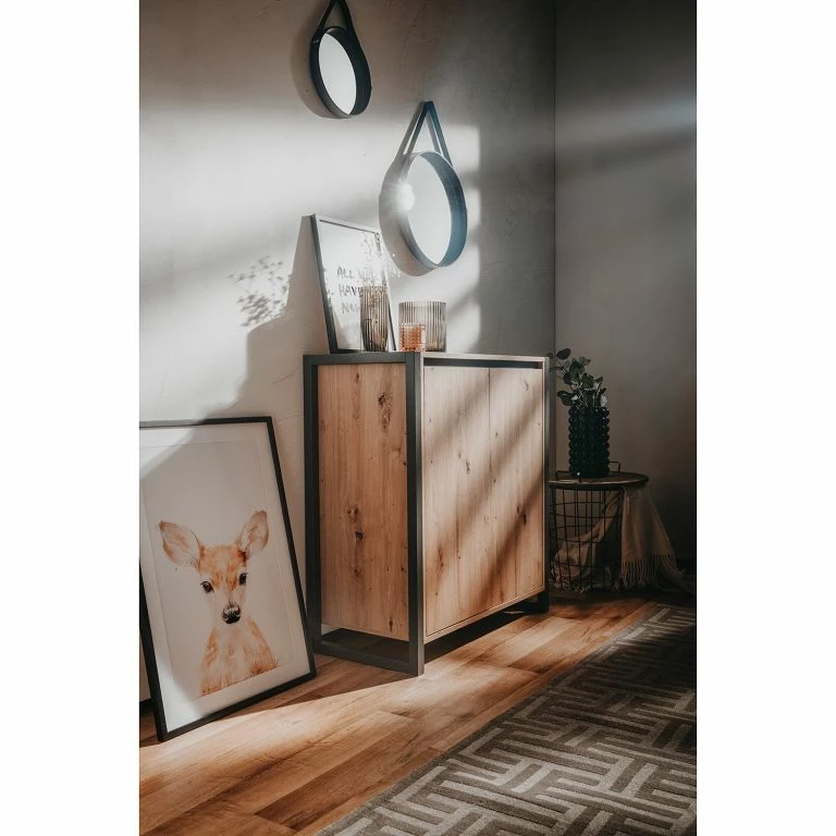 Loftscape Red Living Buffet Denville I – Imitation Chêne Artisan / Anthracite