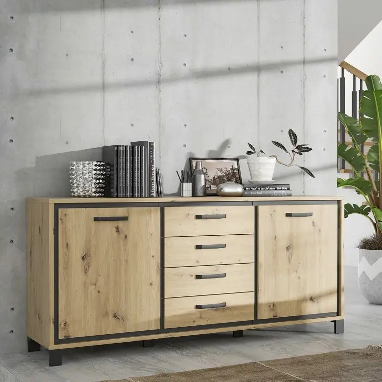 Loftscape Red Living Buffet Egan I – Imitation Chêne Artisan / Imitation Chêne Noir