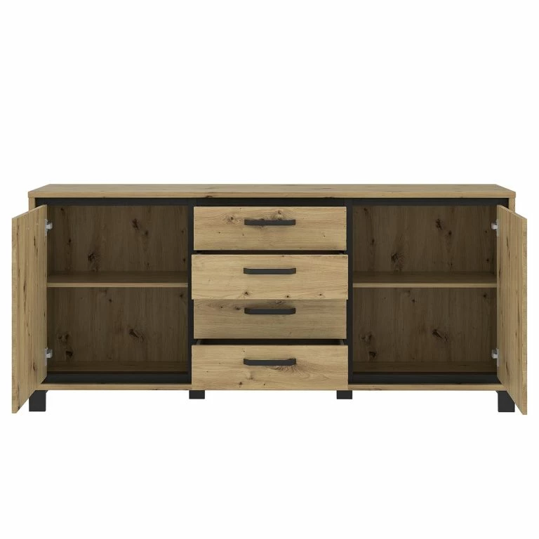 Loftscape Red Living Buffet Egan I – Imitation Chêne Artisan / Imitation Chêne Noir