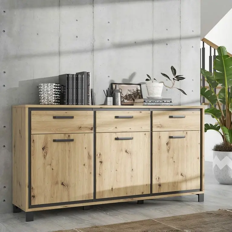 Loftscape Red Living Buffet Egan II – Imitation Chêne Artisan / Imitation Chêne Noir