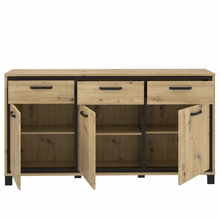 Loftscape Red Living Buffet Egan II – Imitation Chêne Artisan / Imitation Chêne Noir