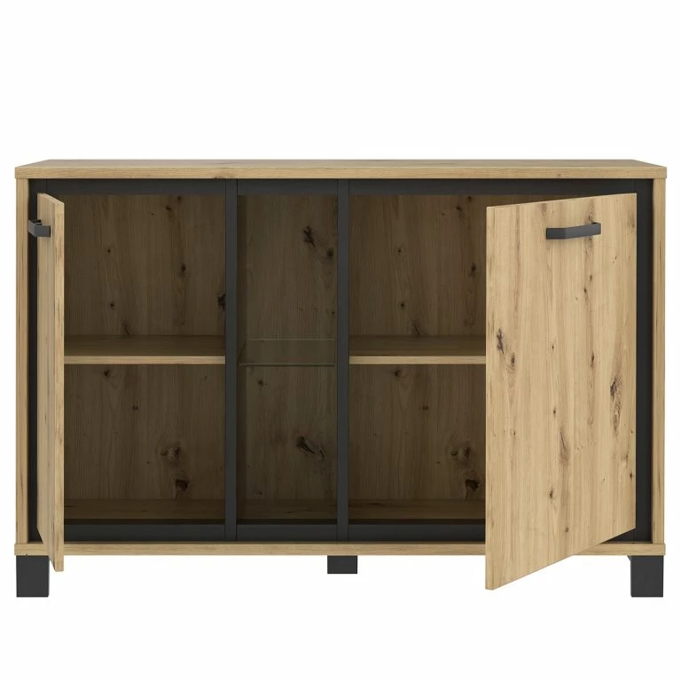 Loftscape Red Living Buffet Egan IV – Imitation Chêne Artisan / Imitation Chêne Noir