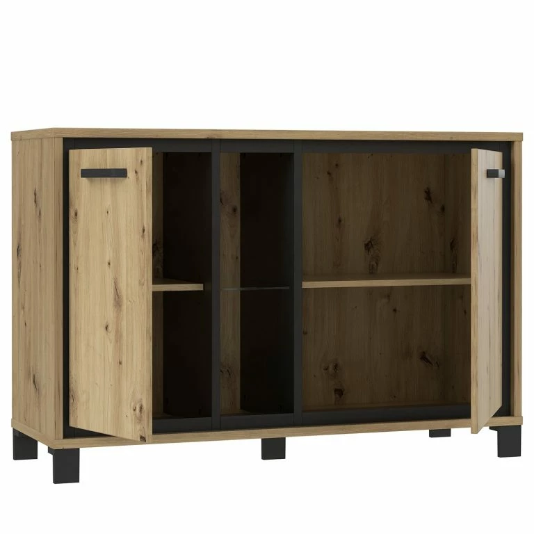 Loftscape Red Living Buffet Egan IV – Imitation Chêne Artisan / Imitation Chêne Noir