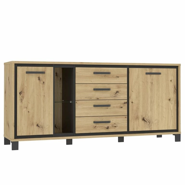loftscape Red Living Buffet Egan IV – Imitation chêne artisan / Imitation chêne noir