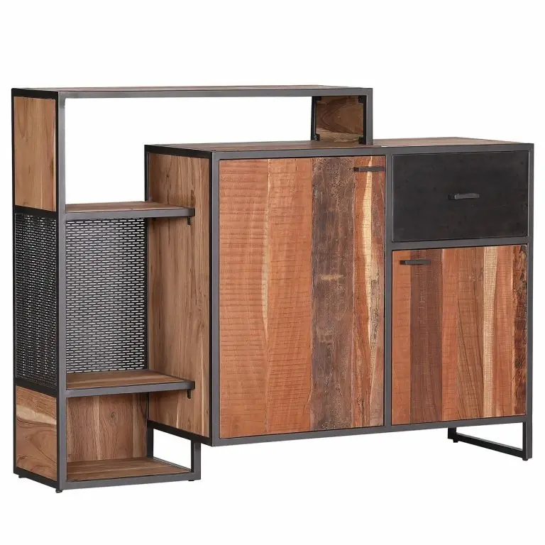 loftscape Red Living Buffet Fyfield – Acacia massif / Métal – Acacia / Gris