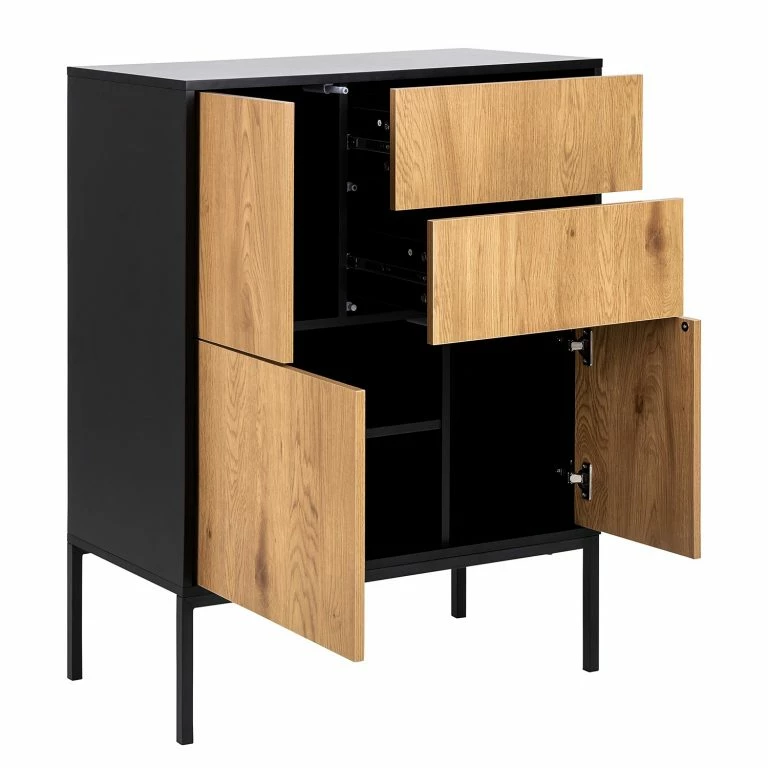 Loftscape Red Living Buffet Haut Coogee II – Imitation Chêne Sauvage / Noir