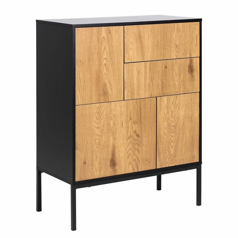 loftscape Red Living Buffet haut Coogee II – Imitation chêne sauvage / Noir