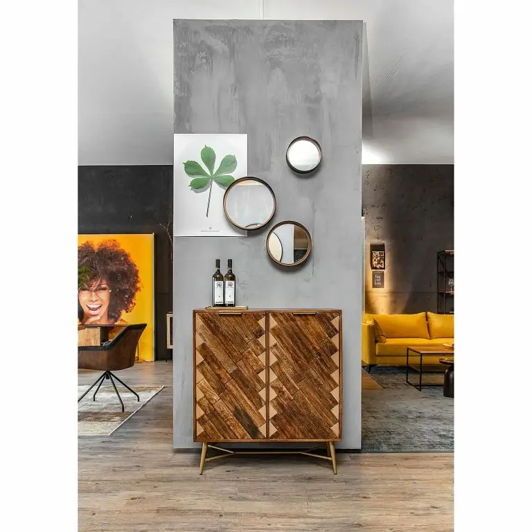 Loftscape Red Living Buffet Haut Nook – Manguier Massif / Métal – Manguier / Doré