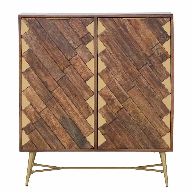 Loftscape Red Living Buffet Haut Nook – Manguier Massif / Métal – Manguier / Doré