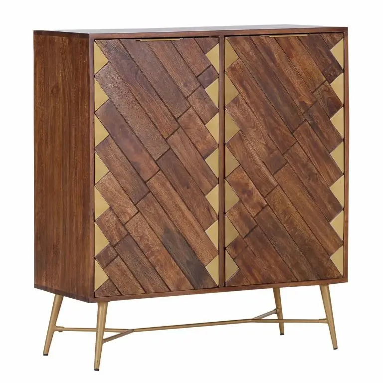 loftscape Red Living Buffet haut Nook – Manguier massif / Métal – Manguier / Doré