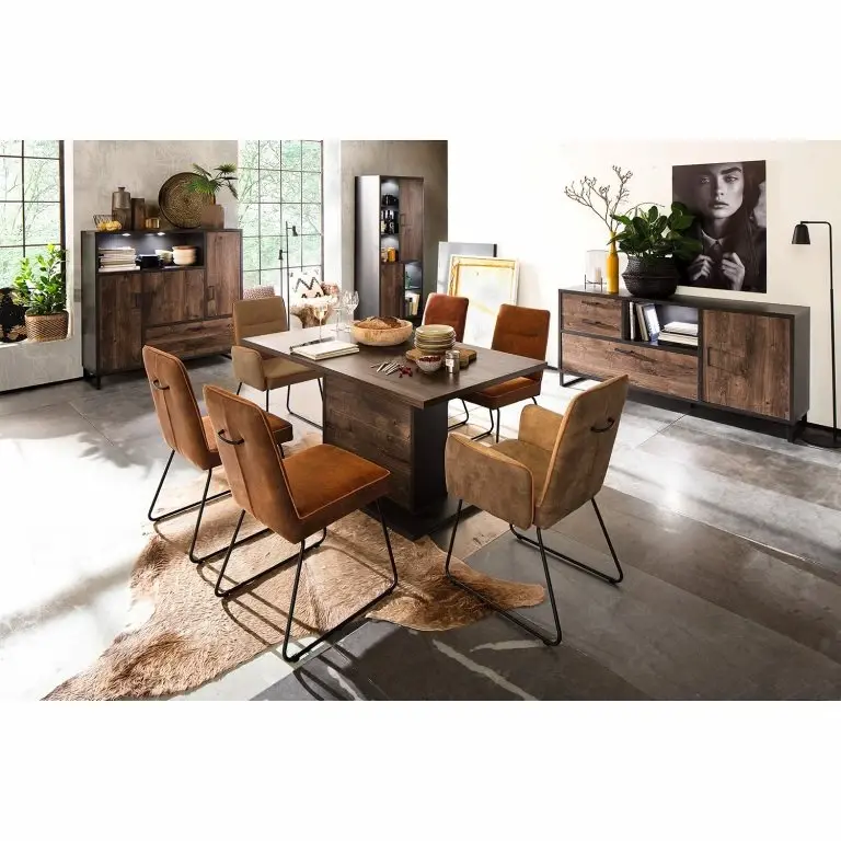 Loftscape Red Living Buffet Hixson – Imitation Chêne De Tonneau / Noir