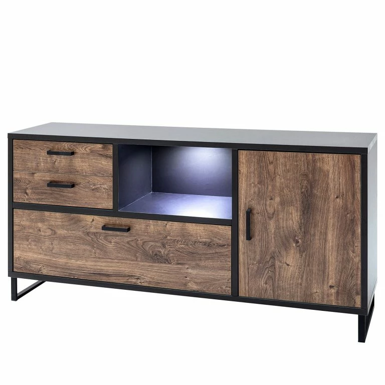 loftscape Red Living Buffet Hixson – Imitation chêne de tonneau / Noir