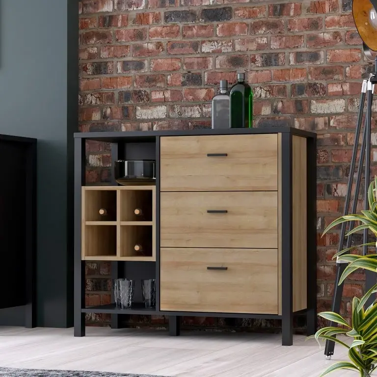 Loftscape Red Living Buffet Kasala I – Imitation Chêne Riviera / Noir