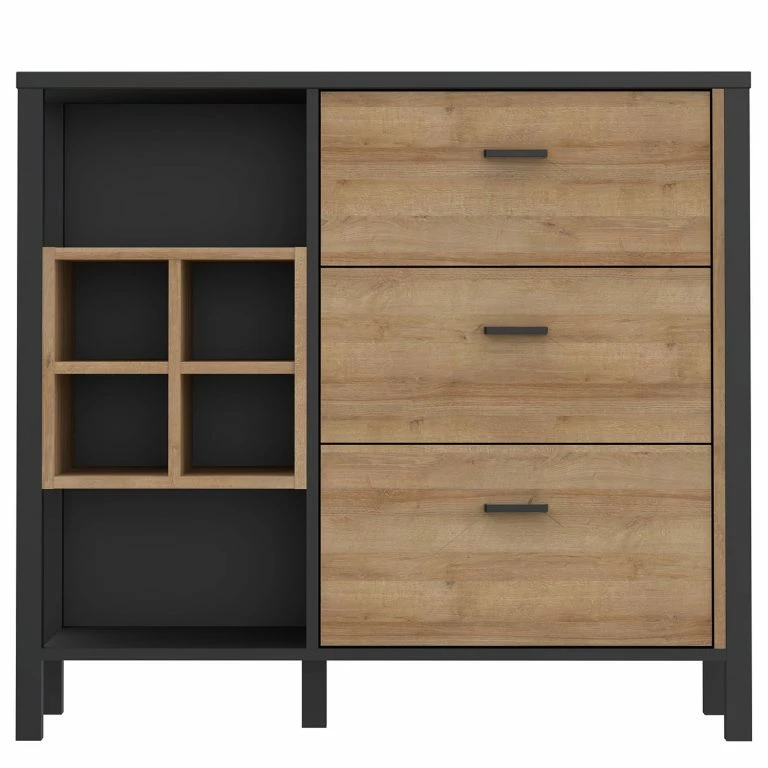 Loftscape Red Living Buffet Kasala I – Imitation Chêne Riviera / Noir