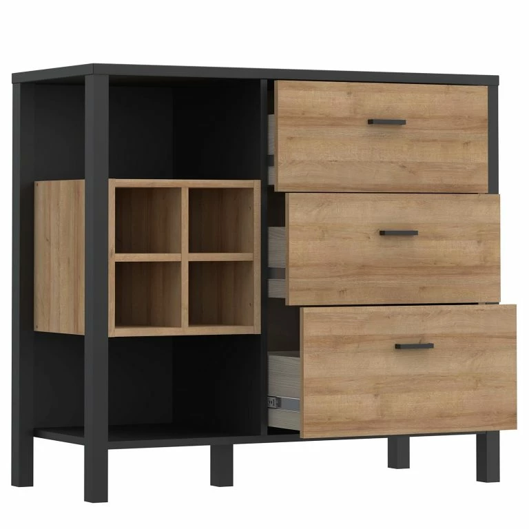 Loftscape Red Living Buffet Kasala I – Imitation Chêne Riviera / Noir