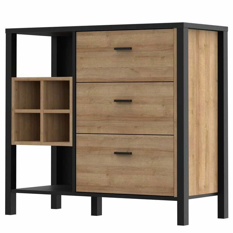 loftscape Red Living Buffet Kasala I – Imitation chêne Riviera / Noir