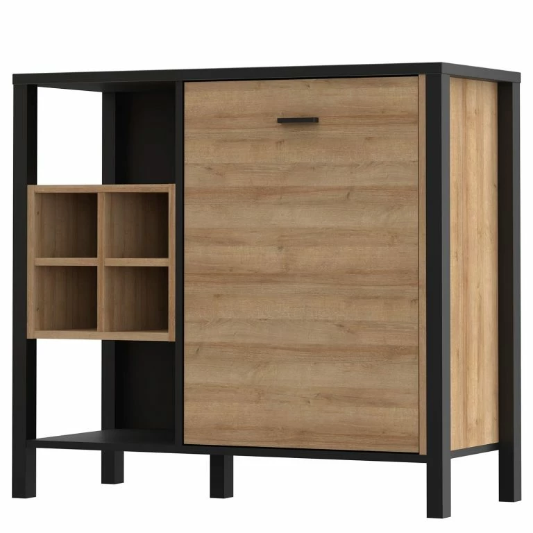 loftscape Red Living Buffet Kasala II – Imitation chêne Riviera / Noir